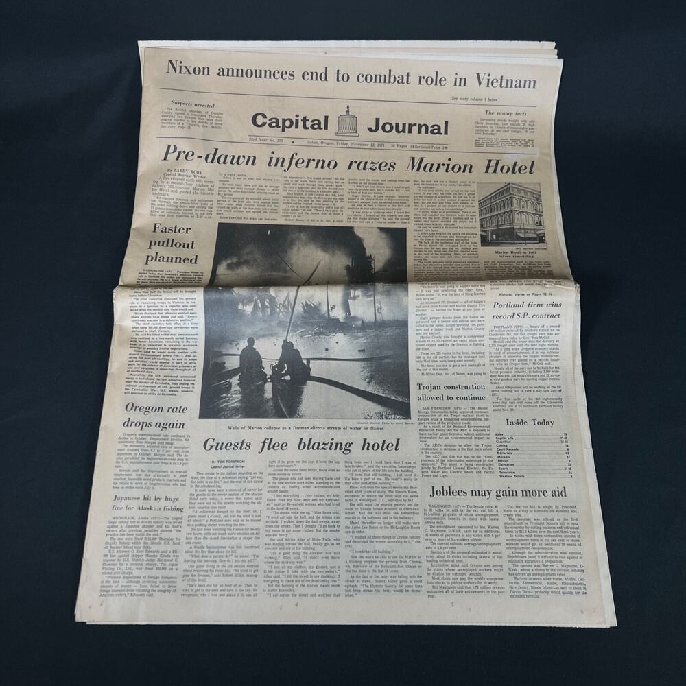 1971 nov 12 “Nixon announces end to combat role in Vietnam” Capital newspaper
